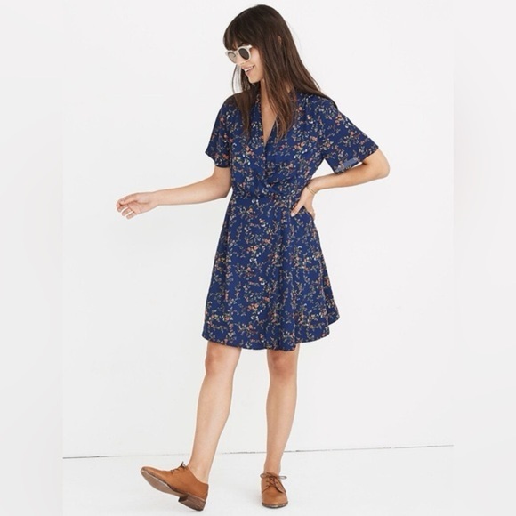 MADEWELL Amaranth Wrap Dress in Moonless Floral Women Size 6 - Picture 1 of 9